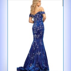 Beautiful Royal Blue Velvet, Fully Beaded Mermaid Style Jonathan Kane Gown. Style #2176, Size 12 Altered To Size 10. Gown Was Bought Brand New At Dressing Dreams In Hartwell, Ga. My Daughter Wore It Once For A Pageant. Blue Elegant Mermaid Dress For Evening, Elegant Blue Mermaid Evening Dress, Blue Ball Gown For Gala, Blue Gown For Wedding Gala, Blue Wedding Gown For Gala, Blue Gala Wedding Gown, Blue Floor-length Evening Dress For Gala, Blue Fitted Ball Gown Evening Dress, Elegant Blue Dresses With Sweep Train