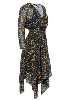 Maje is ready to add some fun to your fall dress collection! This dress has a bold spotted print that will turn heads all fall long. It features a smocked waist detail at the waist that will complement your silhouette. Throw on an oversized blazer and riding boots with this dress and be the fashionista that you were born to be! Size L (Maje 3) 100% Polyester Lined Pullover Surplice neckline Long sleeves Smocked detailed waistline Bust 34" Waist 22" Shoulder to hem 41" Shoulder to hem 50" Fall Ruched Dress For Casual Wear, Multicolor Smock Dress For Fall, Casual Fall Midi Dress With Smocked Back, Chic Fall Dress With Smocked Back, Spring Leopard Print Daywear Dresses, Elastic Waistband Dress For Fall Daywear, Fall Dress With Elastic Waistband For Daywear, Casual Ruched Dress For Fall, Casual Smocked Bodice Dress For Fall