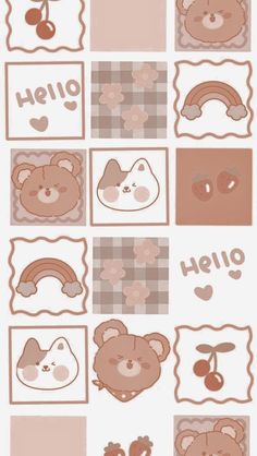 an animal themed sticker sheet with the words hello kitty and other animals on it