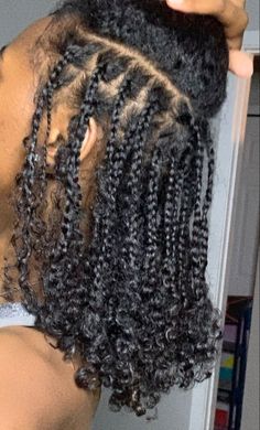 Hairstyles For Black Women Natural Braided, Braids For Type 3 Hair, Singles Natural Hair, Natural Singles Hairstyles, Bohemian Braids With Natural Hair, Bohemian Braids Natural Hair 4c, Bohemian Twists Natural Hair, Natural Hair Styles Easy 4c Braids, Boho Braids Natural Hair No Weave