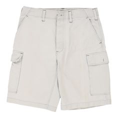 Vintage Unbranded white cargo shorts, fit a 34" waist and 11" inseam. WAIST: 34 inches / 86cmsINSEAM: 11 inches / 28cmsRISE: 12 inches / 30cmsGENDER: mens CONDITION: good - marks on front and back as shown.STYLE: cargo shortsERA: 1990sCOLOUR: whiteFABRIC: cotton White Bermuda Shorts With Pockets, White Bermuda Bottoms With Pockets, White Cargo Shorts With Pockets, White Summer Cargo Shorts With Pockets, White Cargo Pants With Patch Pockets For Summer, White Summer Cargo Pants With Patch Pockets, White Summer Cargo Pants With Multiple Pockets, White Cotton Cargo Shorts With Built-in Shorts, White Cotton Cargo Shorts With Pockets