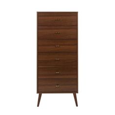 the chest of drawers is made from wood and has five drawers