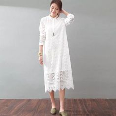 Lace Loose Style Cotton Linen Dresses Women Long  Dresses Short Sleeve Aha Aha, Dresses Short Sleeve, Short Women, Linen Dress Women, Cotton Linen Dresses, Badass Style, Older Women Fashion, Loose Style, Dresses Women