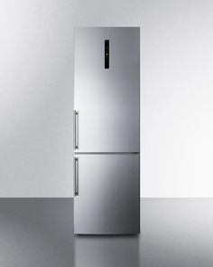 Summit 24 Wide Bottom Freezer Refrigerator with Icemaker FFBF249SS2IM - Farmhouse Kitchen and Bath Counter Depth Refrigerator, Door Rack, Bottom Freezer Refrigerator, Door Alarms, Digital Thermostat, Stainless Steel Cabinets, Steel Racks, Counter Depth, Bottom Freezer