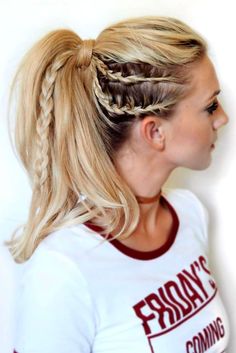 Comfy Hairstyles, Comfortable Hairstyles, Sporty Ponytail, Hairstyles Pictures, Cheer Hair, Workout Hairstyles, Volleyball Hairstyles For Curly Hair, Peinados Recogidos, Braided Ponytail Hairstyles