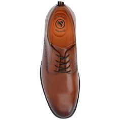 Introducing the Stafford derby shoe by Thomas & Vine, a perfect combination of style and comfort. Crafted with genuine leather, these lace-up shoes exude durability and timeless charm. The 12 mm Tru Comfort Foam™ insole provides superior cushioning, ensuring all-day comfort with every step. With a round-toe design, 1-inch block heel, elastic gusset for extra comfort, and an ExtraLight outsole, the Stafford derby delivers both style and practicality. The cushioned collar and tongue add an extra l Office Derby With Brogue Detailing And Lace-up, Classic Leather Shoes With Laces For Derby, Formal Lace-up Shoes With Goodyear Welt Construction, Classic Leather Shoes With Laces For Work, Leather Derby Shoes With Laces, Business Dress Shoes With Laces And Plain Toe, Brown Leather Shoes With Laces For Formal Occasions, Formal Brown Dress Shoes With Laces, Cognac Wingtip Oxfords For Work