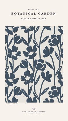 the botanical garden pattern collection is shown in blue and white