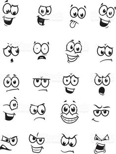 cartoon faces with different expressions and eyes royalty