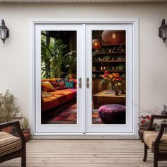 an image of a living room with glass doors