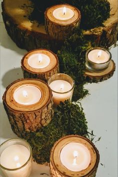 candles are arranged in the shape of logs