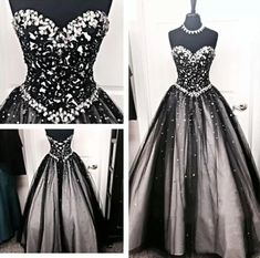 a black and white ball gown on display