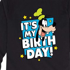 Mickey & Friends - Goofy It's My Birthday - Youth Long Sleeve Graphic T-Shirt - Celebrate the essence of Disney's Disney with officially licensed apparel featuring unique designs crafted exclusively by Hybrid Apparel. Each piece brings beloved characters, iconic imagery, and memorable moments to life, offering Disney fans a one-of-a-kind way to showcase their passion. Disney Boys, It S My Birthday, It's My Birthday, Kids Clothes Boys, Top Graphic Tees, Boys Long Sleeve, Mickey And Friends, Memorable Moments, Its My Birthday