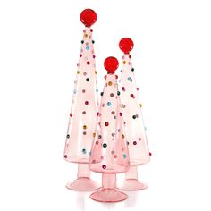 Dotted Tree Set - Translucent Pink, Shop Sweet Lulu Merry Pinkmas, Apartment Christmas, Christmas Apartment, Coquette Christmas, Pillow Mattress, Preppy Christmas, Beautiful Trees, Seasonal Decorations, Christmas Collectibles