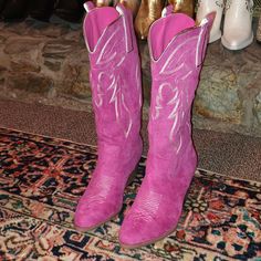 Women's Rose Pink Faux Suede Cowboy Boots New In Boutique Suede Cowboy Boots, Character Clothing, Barbie Core, Cowboy Girl, Women Rising, Girls Boots, Cowgirl Boots, Rose Pink, Free Spirit