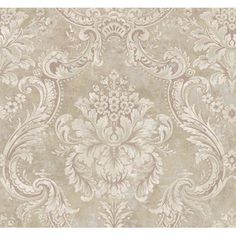 an ornate wallpaper pattern in grey and white