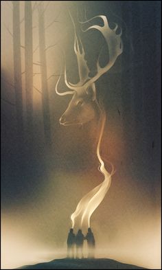 fog and smoke by GaudiBuendia on deviantART Power Animal, Spirited Art, Animal Totems, Fantasy Illustration, Native American Art, Art Plastique, Spirit Animal, Antlers