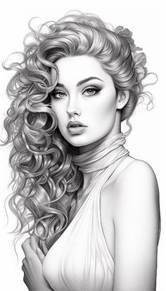 Side Tattoos Women, Beauty Portraits, Women Portraits, Color Drawing Art, Grayscale Coloring Books, Fantasy Wall Art, Adult Coloring Designs, Beauty Art Drawings, Original Art Prints