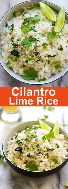 two bowls filled with cilantro lime rice