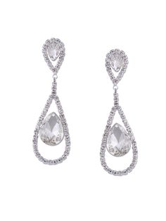 Wedding Earrings Silver Plated Crystal Rhinestone Women Stud Dangle Earrings Party Teardrop Earrings With Diamond Accents, Diamond White Rhinestone Drop Bridal Earrings, Diamond White Rhinestone Bridal Drop Earrings, Dazzling Silver Crystal Earrings, Diamond Accented Teardrop Wedding Earrings, Formal Drop Crystal Earrings With Rhinestones, Formal Bridal Earrings With Rhinestones In Diamond White, Crystal Teardrop Earrings With Diamond Accents For Wedding, Crystal Embellished Dangle Earrings For Wedding