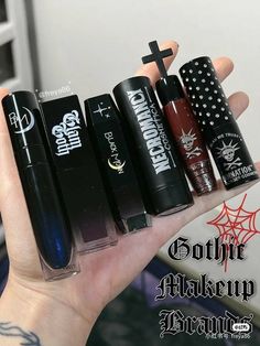 Goth Makeup Items, Emo Makeup Products, Gothic Makeup Products, Black Makeup Products, Goth Makeup Products, Gothic Perfume, Goth Items, Makeup Package, Makeup Supplies