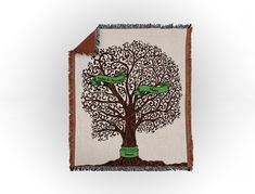 Custom Family Tree Woven Blanket Sam + Zoey 2 Names Custom Throw Blankets, Custom Family Tree, Swaddle Sets, Personalized Blanket, Kids Blankets, Kids Pillows, Family Celebrations, Love Movie, Woven Blanket