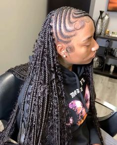 Knotless Braids With Stitch Braids, Cute Braided Hairstyles Knotless, Half N Half Braids, Hair Styles Back To School Braids, French Braids With Singles In The Back, Half Singles Half Cornrows, Knotless Box Braids With Lemonade Braids, Knotless Braids With Lemonade Braids, Half Half Down Braided Hairstyles