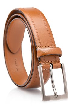 Brogue details add classic style to this Italian leather belt. 35mm width Rectangular prong buckle Adjustable sizing Brogue details Metal/leather Made in Italy Classic Leather Belt Buckles For Business Casual, Classic Brown Belt Buckles For Business, Leather Belt Buckles With Belt For Office, Classic Brown Belt For Business Casual, Elegant Cognac Belt For Formal Occasions, Classic Brown Belt Buckles For Work, Classic Brown Belt Buckles For Formal Occasions, Classic Business Belts With Metal Pin Buckle, Classic Belt Buckle With Metal Pin For Business