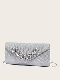 Silver Glitter Clutch For Evening, Silver Glitter Evening Clutch, Glamorous Silver Glitter Clutch, Silver Embellished Evening Bag For Prom, Elegant Silver Glitter Clutch, Sparkling Silver Evening Bag For Prom, Silver Sparkling Evening Bag For Prom, Silver Glitter Clutch Evening Bag, Silver Glitter Clutch For Events