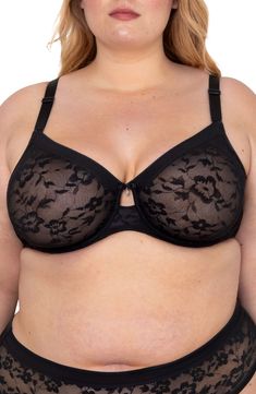 Semi-opaque floral lace adds a romantic touch to an unpadded bra that lifts, supports and contours to your natural shape. This full-coverage style features front-adjusting straps to easily customize the fit. 68% nylon, 32% spandex Hand wash, line dry Imported Black Owned/Founded Lace Underwire, Unlined Bra, Natural Shapes, A Romantic, Floral Lace, Hand Wash, Nordstrom, Lingerie, Spandex