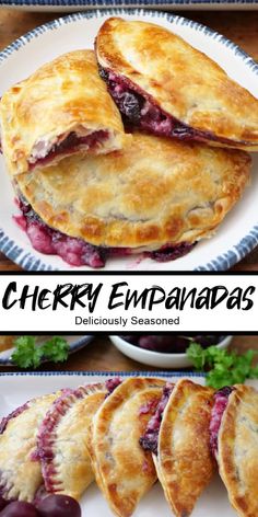 cherry empanadas on a plate with grapes