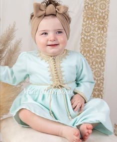 Baby Girl Hairstyles Curly, Algerian Clothing, Kaftan Designs, Kids Dress Wear