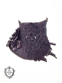 A haute gothic neckpiece,a neck corset made of black taffeta fabric steel boned and decorated with high quality lace trims handstiched and flowers. It will be sent to you with registered mail and international tracking number If any questions feel free to contact me Gothic Wedding Corset Belt With Boned Bodice, Medieval Black Corset Belt For Festivals, Gothic Lace Corset Dress For Costume, Gothic Wedding Corset Belt With Corset Back, Gothic Underbust Corset For Wedding, Wedding Black Fitted Corset Belt, Black Gothic Corset For Evening, Elegant Halloween Costume Corset, Gothic Lace Corset For Halloween