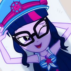 a cartoon girl wearing glasses and a hat