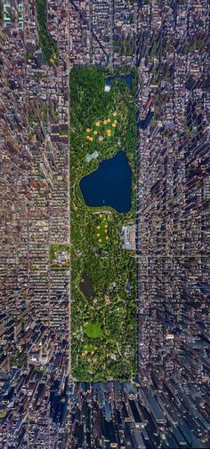 an aerial view of new york city's central park