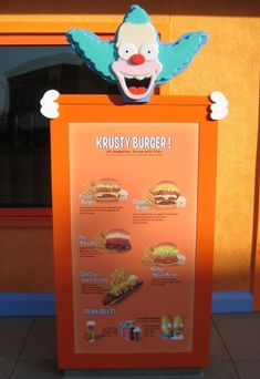 a sign with the words krusty burger on it