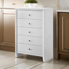 Eve 47 Inch Tall Dresser Chest, 5 Drawers with Metal Knobs, White Wood By Casagear Home Bedside Essentials, Style Aesthetics, Dresser Chest, Tall Dresser, Bedroom Style, Simple Silhouette, Bedroom Furniture Dresser, Bedroom Styles, White Wood