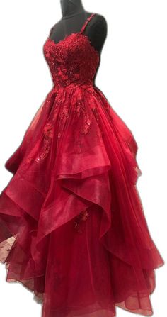 Red Lace Long Prom Dresses Lace Long Prom Dress, Red Prom Dress Long, Prom Dresses Red, Lace Prom Dress, Red Evening Dress, Beaded Prom Dress, Long Prom Dresses, Dresses Red, Tulle Prom Dress