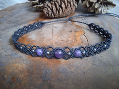 Macrame choker with Amethyst beads Natural stone beads 10 and 7-8 mm Waxed polyesret cord (can be washed) waterproof Choker width - 12 mm Lenght of the braided part - 18 cm Choker length - 75 cm Macrame Choker, Amethyst Beads, Choker Necklaces, Amethyst Stone, Natural Beads, Purple Amethyst, Silver Beads, Stone Beads, Natural Stone