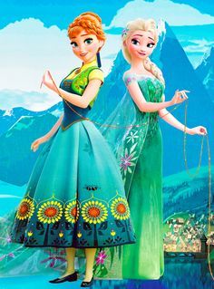 two frozen princesses standing next to each other