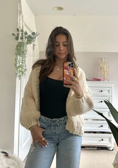 LINKS: Bodysuit: https://mavely.app.link/e/IdlrAlLkJNb Cardigan: https://howl.link/xyu5wxn1ekiol Jeans: https://mavely.app.link/e/rVDmtQF81Mb  creds to theavarae! Black bodysuit, low-rise jeans, cardigan outfit, casual chic look, fall fashion vibes, minimalist fashion, trendy outfit ideas, effortless style, cozy cardigan, black and denim, autumn outfit inspo, everyday fashion, fall wardrobe staples, comfy fall outfits, layering for fall, street style outfits, low-rise denim trend, monochrome outfit, stylish fall looks, simple chic outfits, casual chic fashion, elevated basics, black bodysuit style, cozy casual outfits, layered looks for fall, on-trend autumn fashion, skims, aerie, levis  as a brand affiliate, i earn from qualifying purchases! Thanksgiving Outfit Cardigan, Cute Fall Outfits With Cardigans, Serious Outfit Women, Cute Jeans And Sweater Outfit, Cute Outfits With A Cardigan, Tube Top Cardigan Outfit, Outfit Ideas Christmas Casual, Carmel Cardigan Outfits, Layered Fall Fits