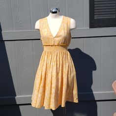 Yellow And White Dress. Super Cute! Nwt! Yellow Lined Midi Dress For Summer, Yellow Lined Midi Dress, Chic Yellow Lined Midi Dress, Yellow A-line Mini Dress For Brunch, Mustard Sleeveless Sundress, Yellow Summer Midi Dress Knee-length, Yellow Sundress Midi Dress For Day Out, Yellow Sleeveless Midi Dress For Daytime, Mustard Sleeveless Dress For Brunch