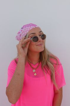 Our bandanas are not only versatile, but are trendy + unique. Wear them around your head many different ways, around your neck, or around your bags! It measures in a square shape at about 20x20 inches long. Wear in a ponytail, around your neck, on a bag, or on the back of your head. This bandana comes in a KAXI original print made up of lions, stars, disco's, bows, flowers, lighting bolts and MORE! This is our most ICONIC KAXI print yet! A Ponytail, Barbie Girl, Square Shape, Bandanas, Original Prints, A Bag, Your Head, Print Making, Square