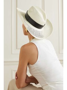 MAX MARA Sidney faux leather-trimmed raffia hat | NET-A-PORTER Luxury Wide Brim Fedora For The Beach, Luxury Wide Brim Fedora For Beach, Luxury Wide Brim Boater Hat For Summer, Luxury Fedora Straw Hat For Summer, Luxury Summer Straw Fedora Hat, Luxury Fedora Straw Hat For The Beach, Luxury Fedora Straw Hat For Beach, Luxury Short Brim Straw Hat For The Beach, Luxury Straw Hat With Short Brim For Beach