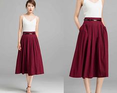 A line Skater skirt Linen skirt mini skirt Circle skirt | Etsy Linen Skirt Midi, Custom Skirt, A Line Midi Skirt, Womens Pleated Skirt, Work Skirt, Skirt A Line, Midi Skirt With Pockets, Burgundy Skirt, Tailored Clothes