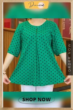 Elegant and Fresh Blouse Half Sleeve Blouse For Day Out, Green Non-stretch Short Sleeve Blouse, Casual Green Half Sleeve Blouse, Chic Green Half-sleeve Blouse, Chic Green Half Sleeve Blouse, Order Now, Top Blouse, Shop Now, Women's Top