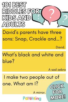 two different types of kids's riddles for adults