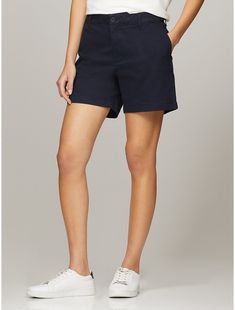 Tommy Hilfiger women's short. Made from soft, stretch fabric and cut in an easy fit, our go-to short is comfortable and flattering.  Material: 77% Cotton, 20% Reprocessed Cotton, 3% Elastane. Casual Relaxed Fit Tommy Hilfiger Bottoms, Mid-rise Workwear Shorts For Summer, Casual Tommy Hilfiger Spring Shorts, Solid Bermuda Shorts For Work, Spring Cotton Bermuda Shorts For Business Casual, Business Casual Spring Shorts, Solid Relaxed Fit Bermuda Shorts, Casual Mid-rise Bottoms By Tommy Hilfiger, Tommy Hilfiger Stretch Cotton Bottoms