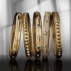 Stackable Bangles, Color Bracelet, Bangle Ring, Cz Jewelry, Bangle Designs, Big Fashion, Colorful Bracelets, Fashion Luxury, Gold Bangles