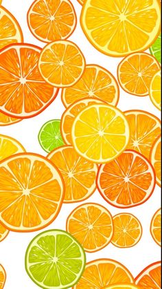 oranges and limes are arranged on a white background