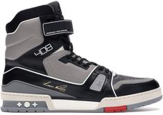 Louis Vuitton Trainer Sneaker Boot High Black Grey Most Expensive Sneakers, Lv Trainer Sneaker, High Tops Shoes, Mens Grey Shoes, Men Boot, Louis Vuitton Sneakers, Brogue Boots, High Sneakers, Swag Shoes